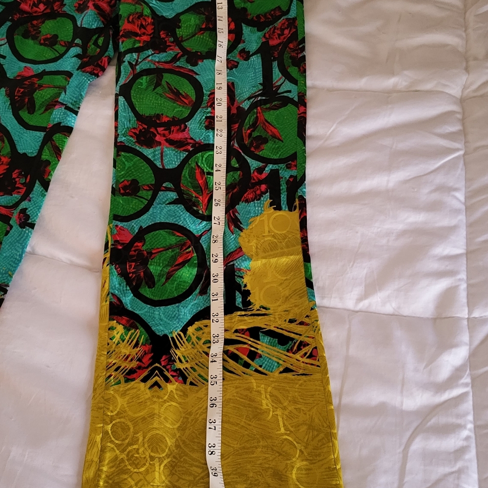 Iris Apfel x H&M pants colourful green/turquoise with string sizes available S. - Picture 9 of 15